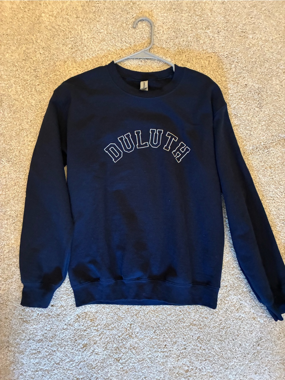 Gildan Navy Crewneck Sweatshirt with 'DULUTH' Arch Logo